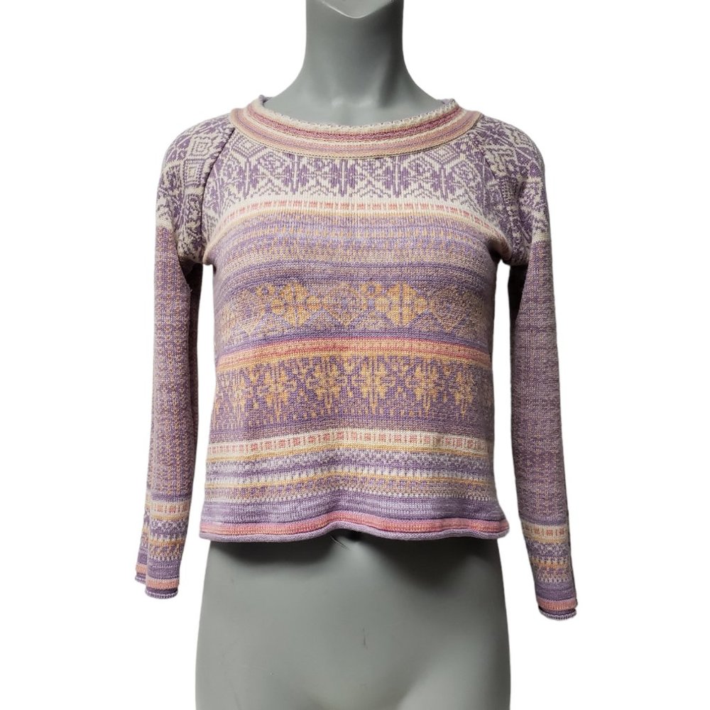Norton McNaughton multi-colored cropped knit sweater . XS